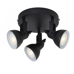 Focus - Matt Black 3 Light Round Spotlights