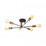Armstrong - Black & Satin Brass 6 Light Semi Flush Armstrong - Black & Satin Brass 6 Light Semi Flush