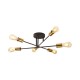 Searchlight-8046-6BK - Armstrong - Black & Satin Brass 6 Light Semi Flush