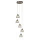 Ceiling Lights - Bistro II - Textured Clear Glass & Satin Silver 5 Light Cluster Pendant Searchlight-1585-5SS - Bistro II - Textured Clear Glass & Satin Silver 5 Light Cluster Pendant