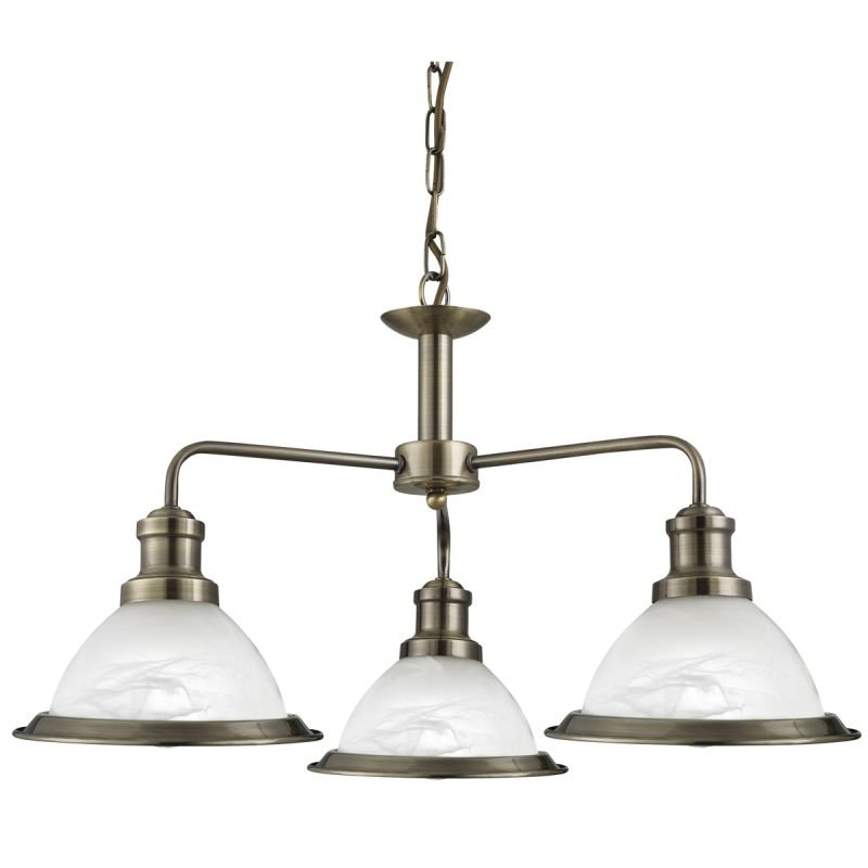 Ceiling Lights - Bistro - Alabaster Glass & Antique Brass 3 Light Centre Fitting Searchlight-1593-3AB - Bistro - Alabaster Glass & Antique Brass 3 Light Centre Fitting