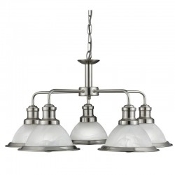 Bistro - Alabaster Glass & Satin Silver 5 Light Centre Fitting