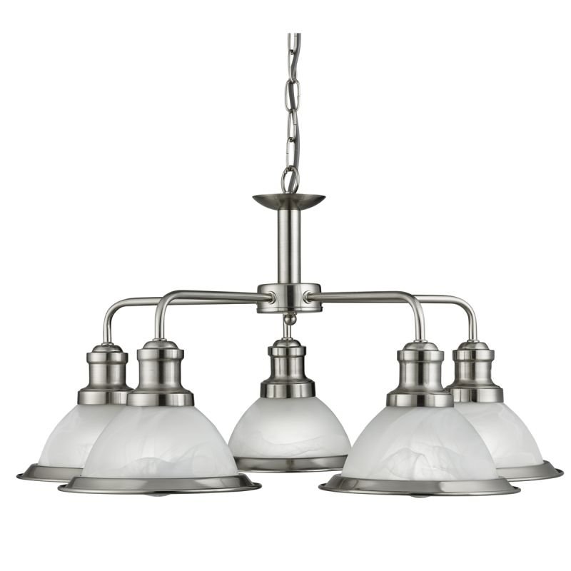 Searchlight-1595-5SS - Bistro - Alabaster Glass & Satin Silver 5 Light Centre Fitting