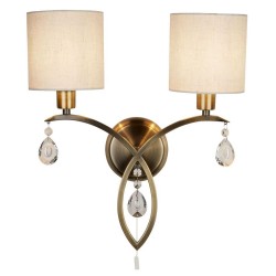 Alberto - Antique Brass Wall Lamp with Oatmeal Shades