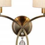 Alberto - Antique Brass Wall Lamp with Oatmeal Shades