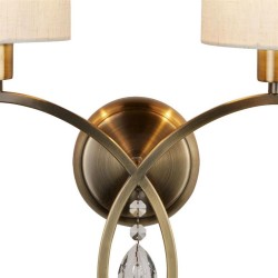 Alberto - Antique Brass Wall Lamp with Oatmeal Shades