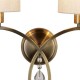 Searchlight-1602-2AB - Alberto - Antique Brass Wall Lamp with Oatmeal Shades