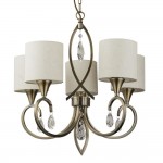 Alberto - Antique Brass 5 Light Centre Fitting with Oatmeal Shades