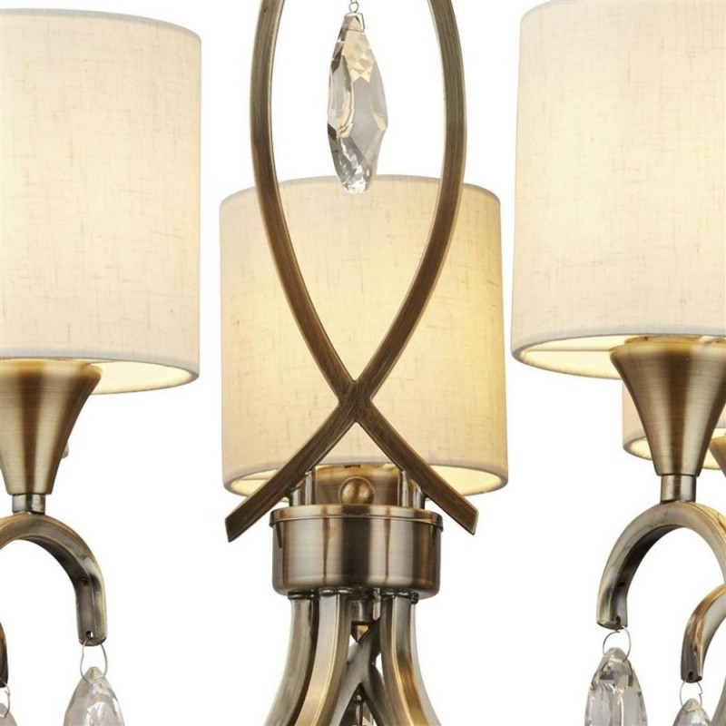 Searchlight-1605-5AB - Alberto - Antique Brass 5 Light Centre Fitting with Oatmeal Shades