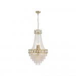Louis Philippe - Satin Brass 6 Light Chandelier with Crystal