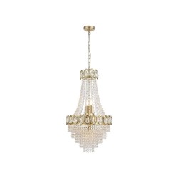 Louis Philippe - Satin Brass 6 Light Chandelier with Crystal