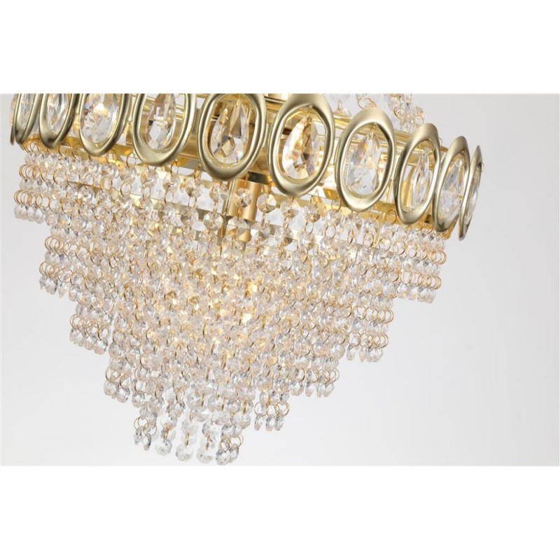 Searchlight-1611-6SB - Louis Philippe - Satin Brass 6 Light Chandelier with Crystal