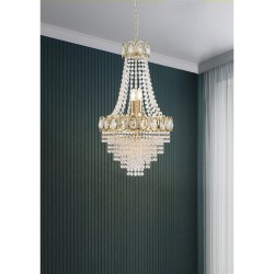Louis Philippe - Satin Brass 6 Light Chandelier with Crystal