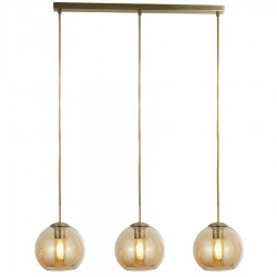 Balls - Amber Glass with Antique Brass 3 Light over Island Fitting Balls - Amber Glass with Antique Brass 3 Light over Island Fitting