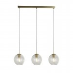 Balls - Clear Glass with Antique Brass 3 Light over Island Fitting Balls - Clear Glass with Antique Brass 3 Light over Island Fitting