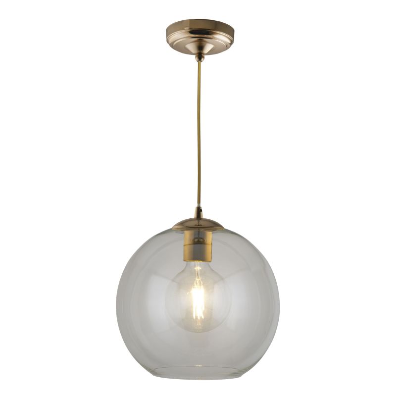 Searchlight-1632CL/AB - Balls - Antique Brass Globe Pendant ∅ 30 cm with Clear Glass