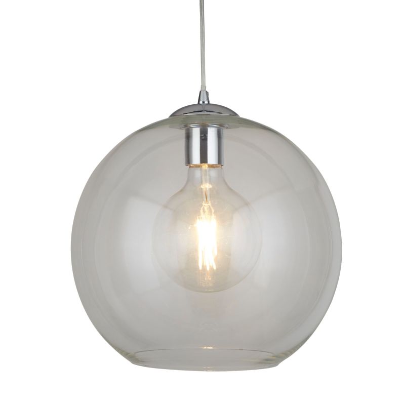 Ceiling Lights - Balls - Transparent Glass with Chrome Globe Pendant ∅ 35 cm Searchlight-1635CL - Balls - Transparent Glass with Chrome Globe Pendant ∅ 35 cm
