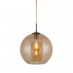 Balls - Amber Glass with Antique Brass Globe Pendant ∅ 35 cm Balls - Amber Glass with Antique Brass Globe Pendant ∅ 35 cm