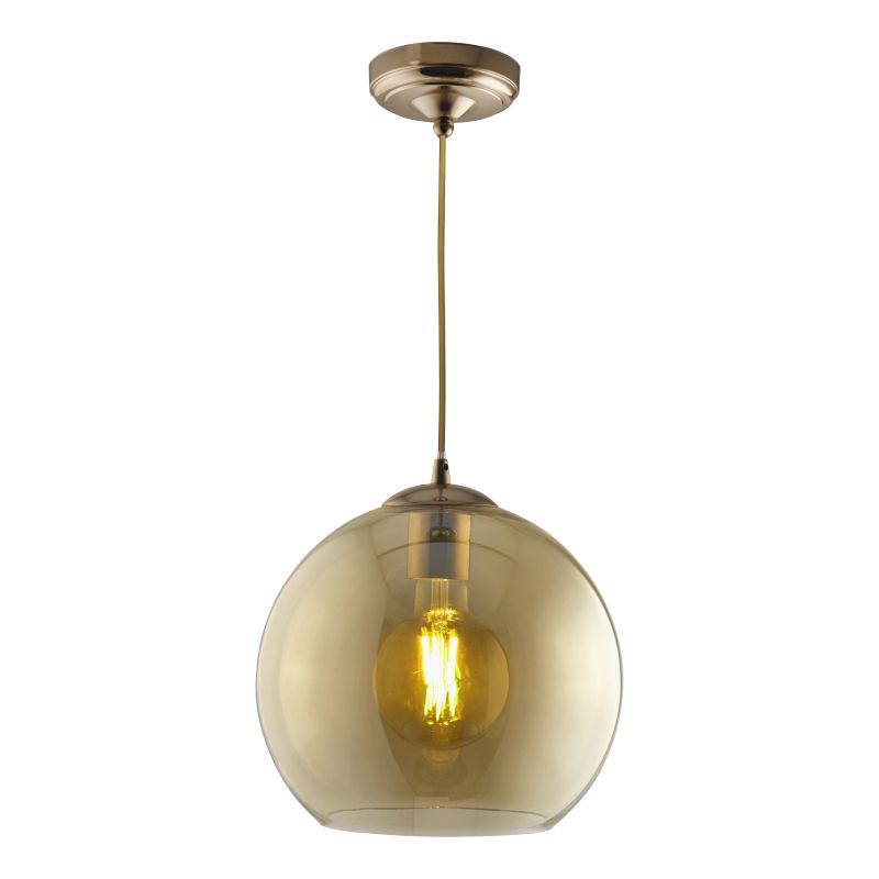 Searchlight-1632AM - Balls - Amber Glass with Antique Brass Globe Pendant ∅ 30 cm