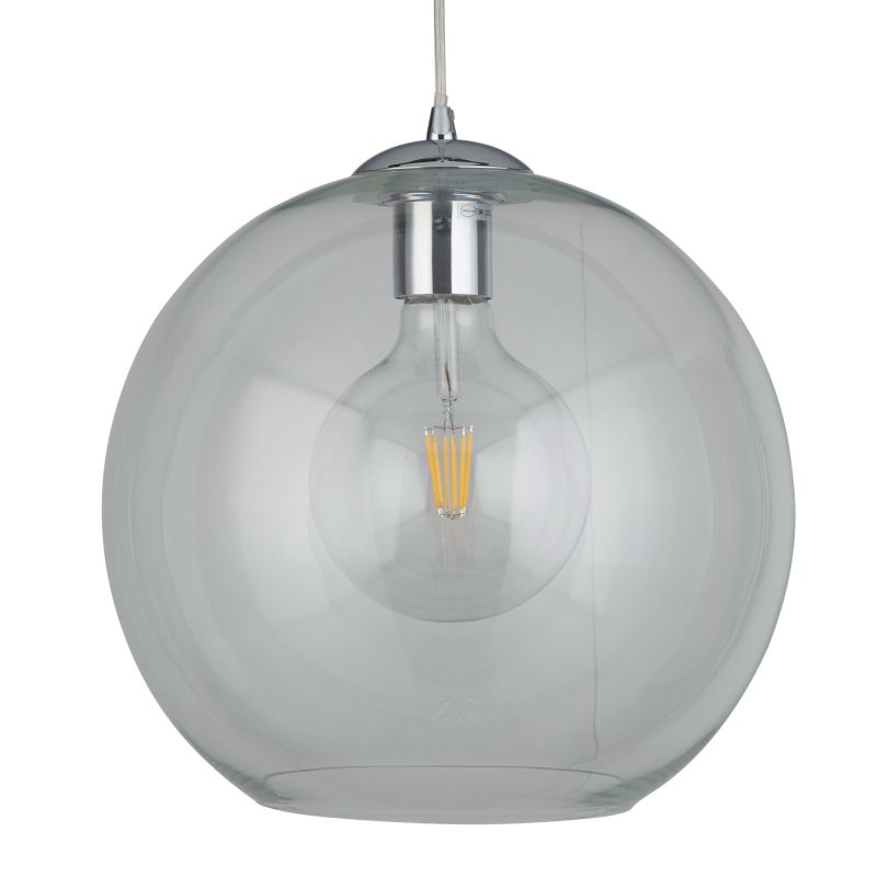 Ceiling Lights - Balls - Transparent Glass with Chrome Globe Pendant ∅ 35 cm Searchlight-1635CL - Balls - Transparent Glass with Chrome Globe Pendant ∅ 35 cm