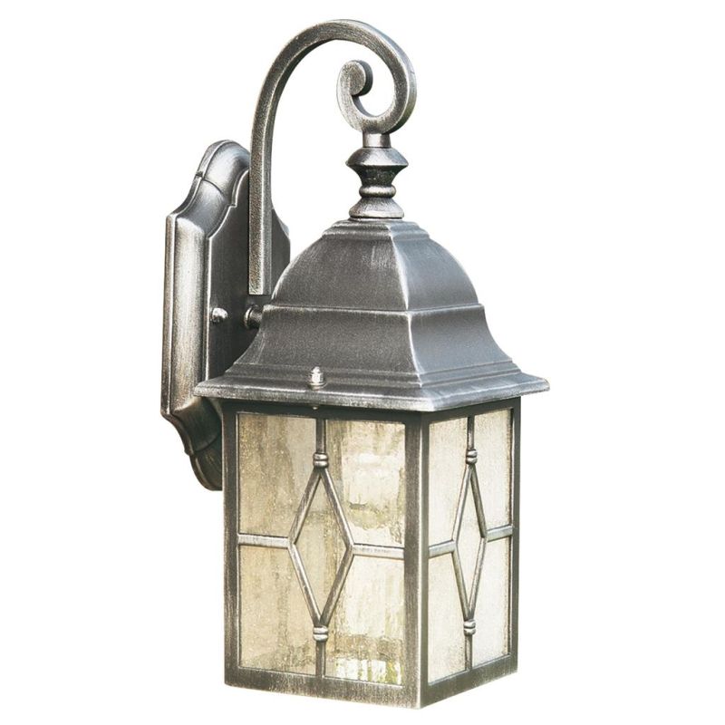 Searchlight-1642 - Genoa - Outdoor Black & Silver with Glass Wall Lamp
