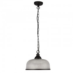 Highworth -  Matt Black Pendant with Textured Clear Glass