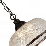Highworth -  Matt Black Pendant with Textured Clear Glass Highworth -  Matt Black Pendant with Textured Clear Glass