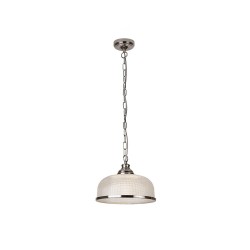 Bistro II - Textured Clear Glass & Satin Silver Pendant Bistro II - Textured Clear Glass & Satin Silver Pendant