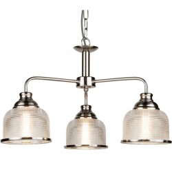 Bistro II - Textured Clear Glass & Satin Silver 3 Light Centre Fitting Bistro II - Textured Clear Glass & Satin Silver 3 Light Centre Fitting