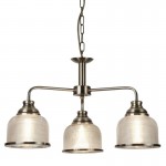 Bistro II - Textured Clear Glass & Antique Brass 3 Light Centre Fitting Bistro II - Textured Clear Glass & Antique Brass 3 Light Centre Fitting