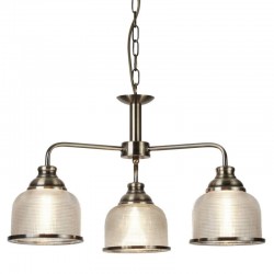 Bistro II - Textured Clear Glass & Antique Brass 3 Light Centre Fitting Bistro II - Textured Clear Glass & Antique Brass 3 Light Centre Fitting