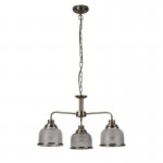 Bistro II - Textured Clear Glass & Antique Brass 3 Light Centre Fitting Bistro II - Textured Clear Glass & Antique Brass 3 Light Centre Fitting