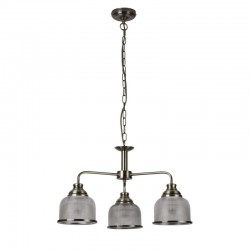 Bistro II - Textured Clear Glass & Antique Brass 3 Light Centre Fitting Bistro II - Textured Clear Glass & Antique Brass 3 Light Centre Fitting