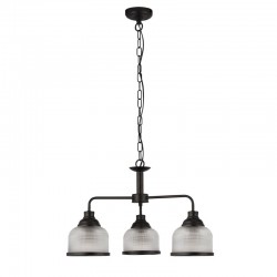 Highworth - Matt Black 3 Light Centre Fitting with Textured Clear Glasses Highworth - Matt Black 3 Light Centre Fitting with Textured Clear Glasses