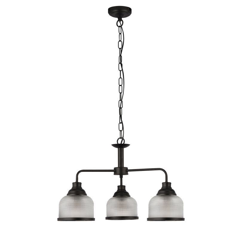 Searchlight-1683-3BK - Highworth - Matt Black 3 Light Centre Fitting with Textured Clear Glasses