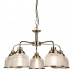Bistro II - Textured Clear Glass & Antique Brass 5 Light Centre Fitting