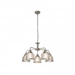 Bistro II - Satin Silver 5 Light Centre Fitting with Textured Clear Glass