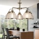 Searchlight-1685-5AB - Bistro II - Textured Clear Glass & Antique Brass 5 Light Centre Fitting