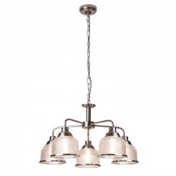 Bistro II - Textured Clear Glass & Satin Silver 5 Light Centre Fitting Bistro II - Textured Clear Glass & Satin Silver 5 Light Centre Fitting