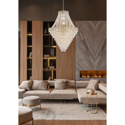 Louis Philippe - Satin Brass 28 Light Chandelier with Crystal