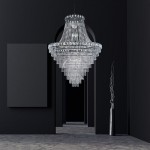 Louis Philipe - Chrome 28 Light Chandelier with Crystal