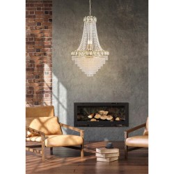 Louis Philippe - Satin Brass 11 Light Chandelier with Crystal