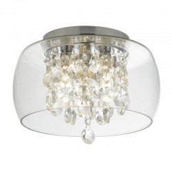 Curva - Bathroom Crystal, Glass & Chrome 3 Light Semi Flush