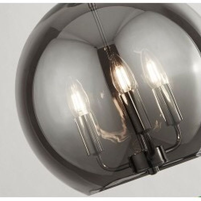 Ceiling Lights - Sphere - Smoky Glass & Black 3 Light Pendant Searchlight-1783-3SM - Sphere - Smoky Glass & Black 3 Light Pendant