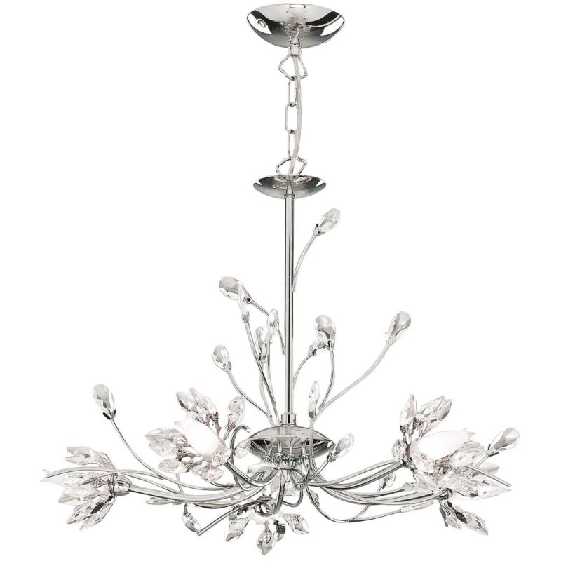Searchlight-1885-5CC - Hibiscus - Chrome 5 Light Centre Fitting with Crystal Flowers