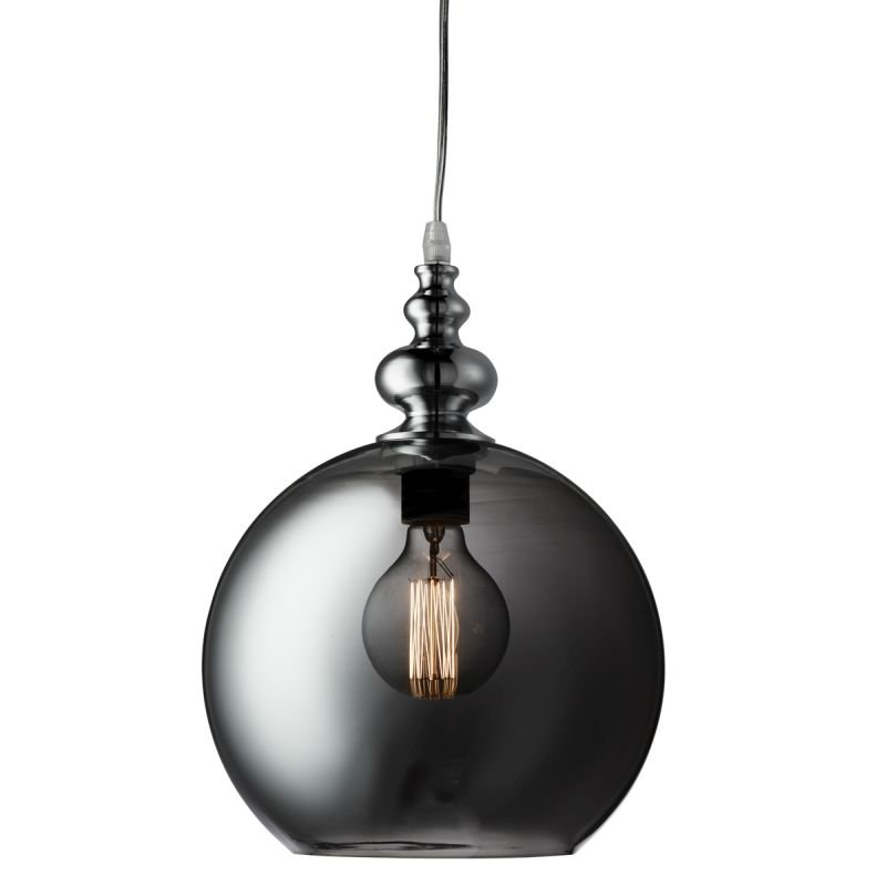 Ceiling Lights - Indiana - Smoky Glass with Chrome Single Pendant Searchlight-2020SM - Indiana - Smoky Glass with Chrome Single Pendant