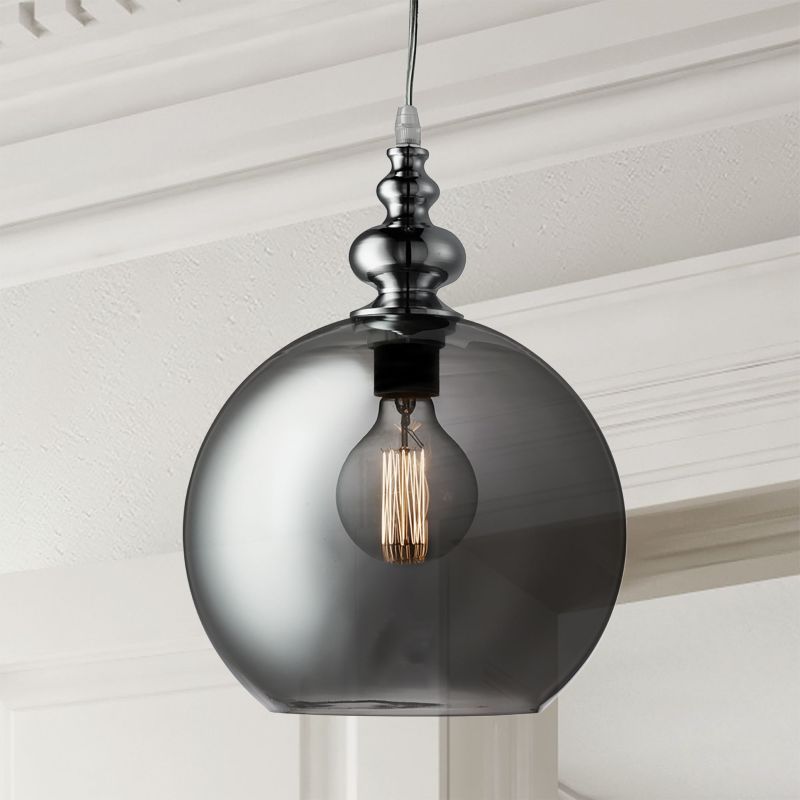 Ceiling Lights - Indiana - Smoky Glass with Chrome Single Pendant Searchlight-2020SM - Indiana - Smoky Glass with Chrome Single Pendant
