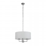 Knightsbridge - Satin Silver & White Fabric 3 Light Pendant Knightsbridge - Satin Silver & White Fabric 3 Light Pendant