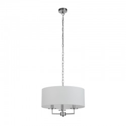 Knightsbridge - Satin Silver & White Fabric 3 Light Pendant Knightsbridge - Satin Silver & White Fabric 3 Light Pendant