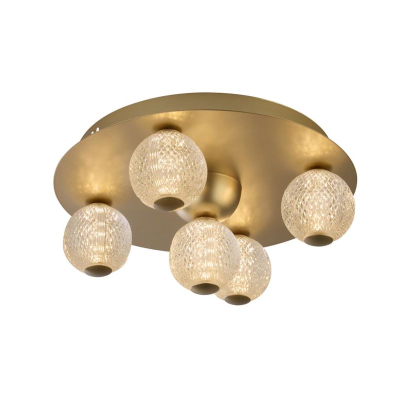 Searchlight-20923GO - Asteroid - Gold 5 Light LED Flush with Clear Acrylic Shades